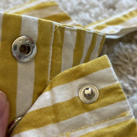 Y2K 90’s Forever 21 mustard and white striped button front midi dress size small - Picture 7 of 7